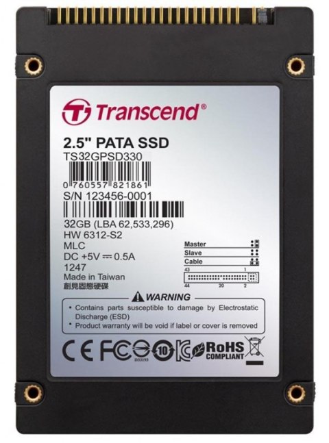 Dysk SSD TRANSCEND PSD330 32 GB (2.5″ /32 GB /PATA /119MB/s /36.12MB/s)