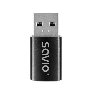 Adapter USB-C 3.1 (F) Savio AK-81 USB-A 3.1 (M), Czarny