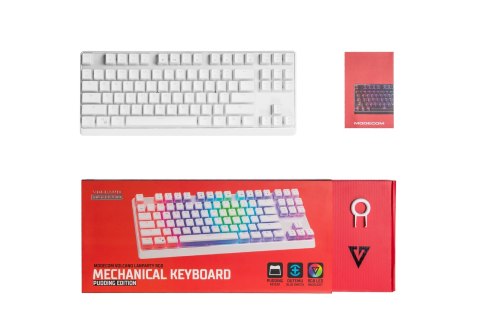 Klawiatura mechaniczna RGB Modecom Volcano Lanparty Pudding (Outemu Blue), biała