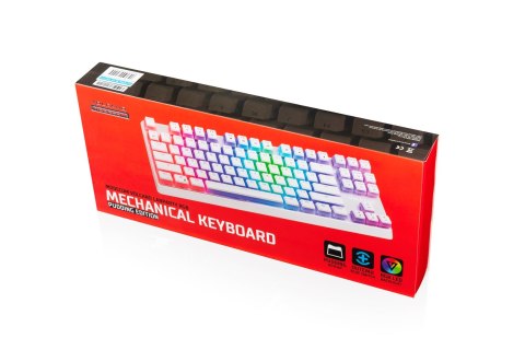 Klawiatura mechaniczna RGB Modecom Volcano Lanparty Pudding (Outemu Blue), biała