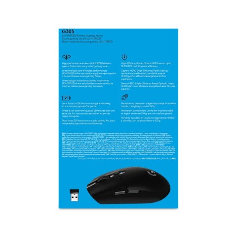 Logitech G G305 myszka Po prawej stronie RF Wireless Optyczny 12000 DPI