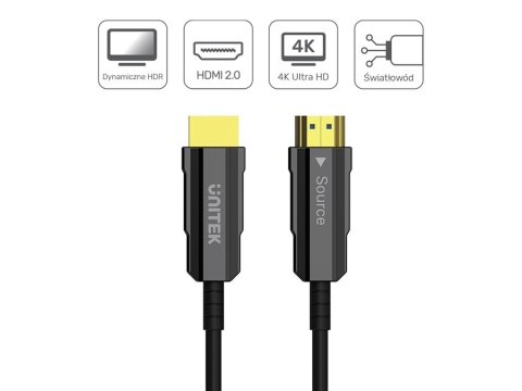 UNITEK KABEL OPTYCZNY HDMI 2.0 Active Optical Cable 4K 60HZ 20M