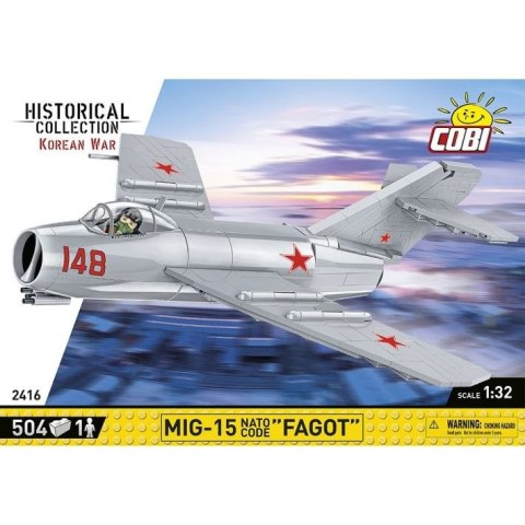 COBI 2416 Historical Collection Korean War Wojna w Korei Samolot myśliwski MIG-15 NATO CODE "FAGOT" 504 klocki