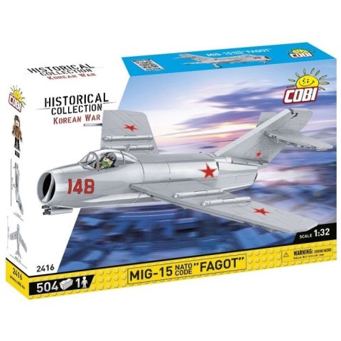 COBI 2416 Historical Collection Korean War Wojna w Korei Samolot myśliwski MIG-15 NATO CODE "FAGOT" 504 klocki