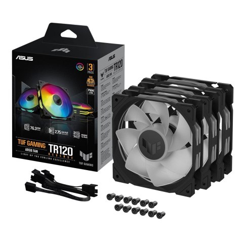 ASUS TUF Gaming TR120 ARGB Reverse Fan - Triple Pack Obudowa komputera Wentylator 12 cm Czarny