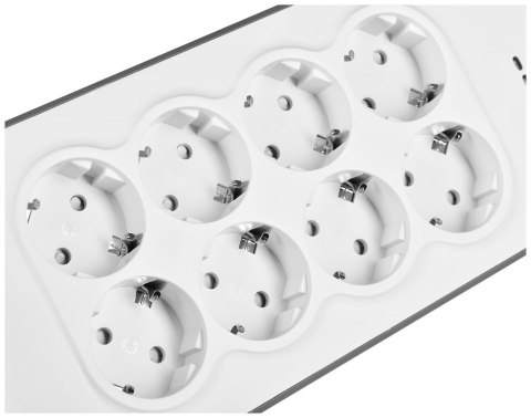 Listwa zasilająca Belkin Power Surge 8-PORT + 2xUSB-A 2.4A 900J 2m Grey/White Schuko