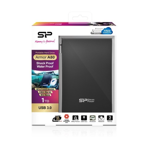 Dysk zewnętrzny Silicon Power Armor A80 1TB 2.5" USB 3.2 5400 obr/min Black