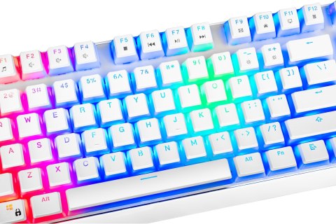 Klawiatura mechaniczna RGB Modecom Volcano Lanparty Pudding (Outemu Blue), biała