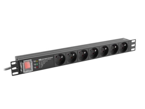 LANBERG LISTWA ZASILAJĄCA RACK PDU PRO 19" (1U, 16A, 7X 230V PL, 2M, CZARNA) PDU-PRO-07E-0200-BK