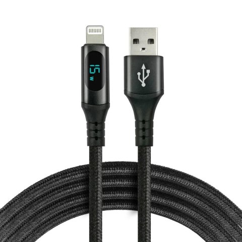 Kabel USB -> Lightning everActive CBB-1IBL 1m 2,4A wbudowany wyświetlacz czarny