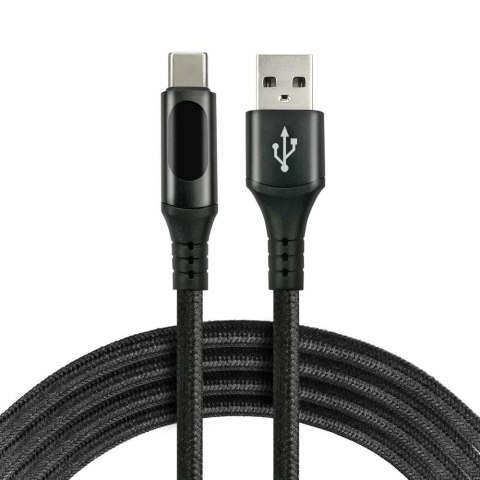 Kabel USB -> USB-C everActive CBB-1CBL 1m 3A wbudowany wyświetlacz czarny