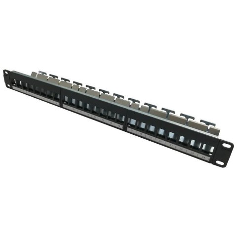 Patch panel keystone RACK 19" 1U, 24 porty, FTP, STP, Netrack, czarny