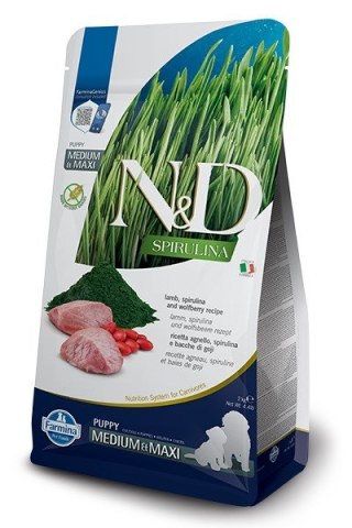 FARMINA N&D Spirulina Lamb Puppy MED/MAXI - sucha karma dla psa - 7 kg