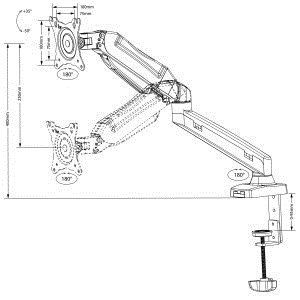 Uchwyt biurkowy do monitora Maclean MC-860 (biurkowy; 13" - 27"; max. 8kg)