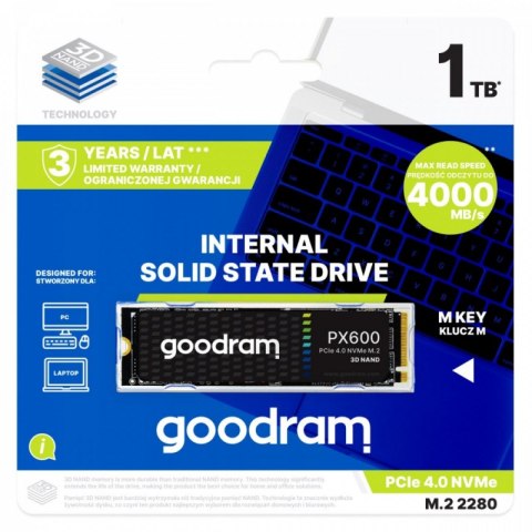 Dysk SSD GOODRAM SSDPR-PX600-1K0-80 (M.2 2280″ /1 TB /PCI Express /5000MB/s /3200MB/s)