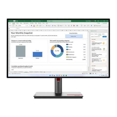 Monitor Lenovo 27" ThinkVision P27h-30 (63A1GAT1EU) IPS QHD 60Hz HDMI 2xDP HUB RJ45