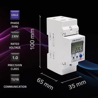 QOLTEC LICZNIK ENERGII JEDNOFAZOWY ELEKTRONICZNY NA SZYNĘ DIN | 230V | LCD | WI-FI