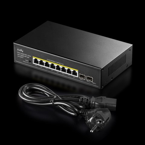 Cudy GS1008PS2 łącza sieciowe Nie zarządzany Gigabit Ethernet (10/100/1000) Obsługa PoE Czarny