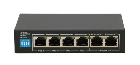 Extralink EUROS V2 | Switch PoE | 4x 100Mb/s PoE/PoE+, 2x RJ45 Uplink 100Mb/s, 60W