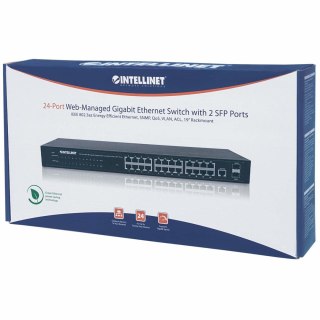 Intellinet 560917 łącza sieciowe Zarządzany Gigabit Ethernet (10/100/1000) 1U Czarny