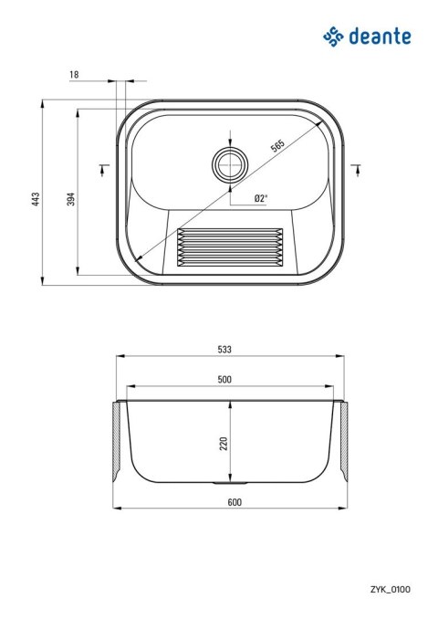Deante ZYK0100 Zlewozmywak gospodarczy