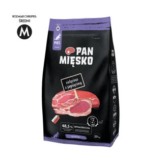 Pan Mięsko Karma sucha dla psa Cielęcina z jagnięciną (senior) chrupki M 20kg