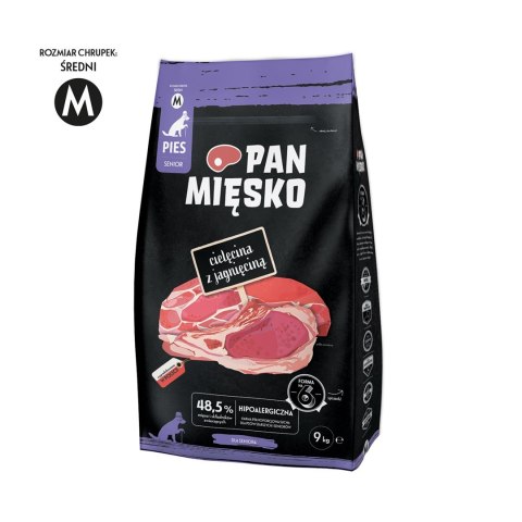 Pan Mięsko Karma sucha dla psa Cielęcina z jagnięciną (senior) chrupki M 9kg