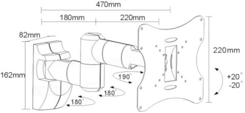 Uchwyt do TV MACLEAN BRACKETS MC-503A Czarny MC-503A B (nośność 30kg 23 - 42 cale)