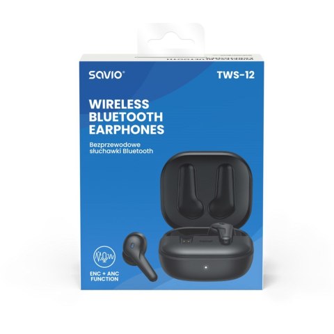 SAVIO Słuchawki bezprzewodowe BLUETOOTH 5.3 TWS-12