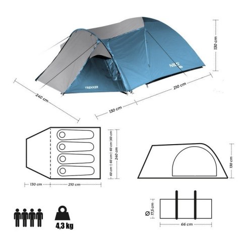 Namiot kempingowy NILS CAMP NC6012 niebiesko-szary