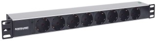 Intellinet 714037 rozdzielacz zasilania PDU 8 x gniazdo sieciowe 1U Aluminium, Czarny