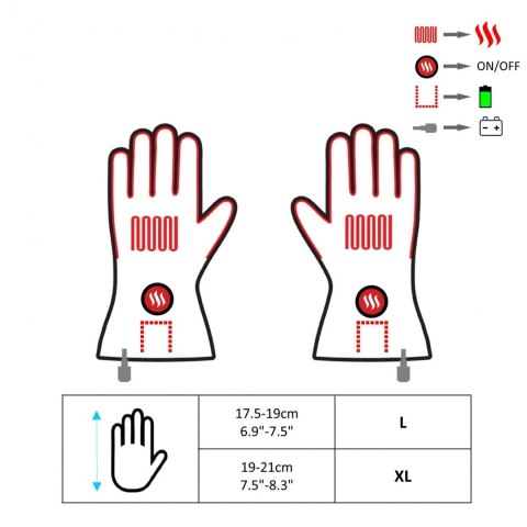 GLOVII OGRZEWANE RĘKAWICE MOTOCYKLOWE ZASILANE BATERIĄ LUB Z AKUMULATORA, XL, BATERIE, ŁADOWARKA I PRZEWODY W ZESTAWIE, GDBXL