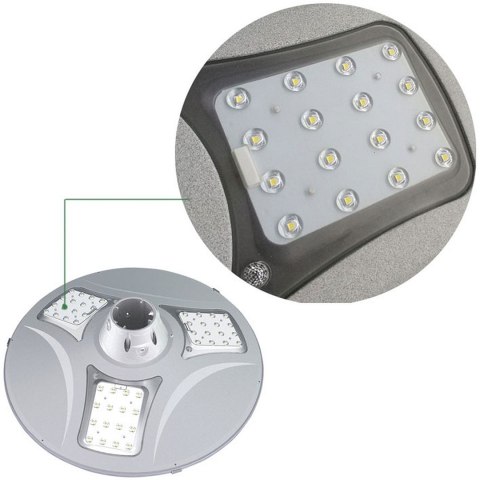 POWERNEED SOLARNA LAMPA ULICZNA UFO 2000LM, LED X48, PANEL SOLARNY 18.5W, CZUJNIK RUCHU I ZMIERZCHOWY, PILOT, SREBRNA, SLL12