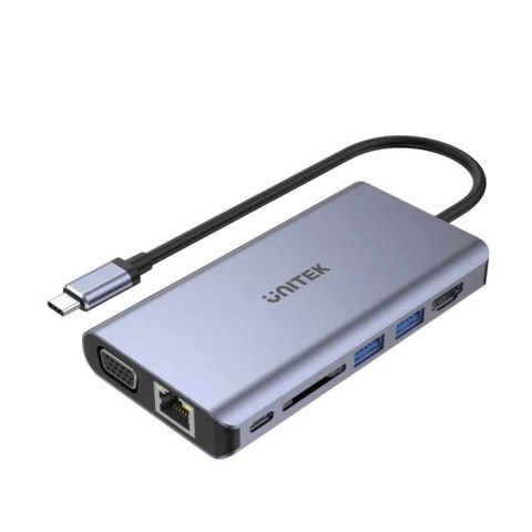 UNITEK HUB USB-C 8W1 USB-C 3.1, PD 100W, D1019B