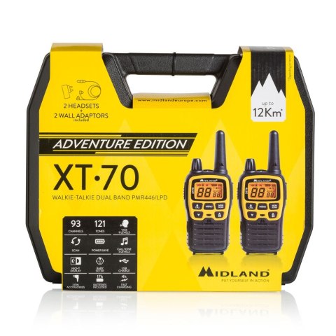 Midland XT70 Adventure krótkofalówka 93 kan. 433.075 - 446.09375 MHz Czarny, Żółty