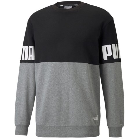 Bluza męska Puma Power Colorblock Crew szaro-czarna 589430 01 S