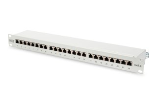 Digitus Panel krosowy (patch panel) 19'' 24x RJ45, LSA poziom, kat.6, ekranowany, 1U, szary, prowadnica kabli