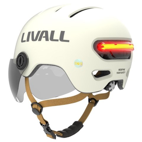 Kask Livall L23 biały 58-62cm z szybką ochronną LED/SOS