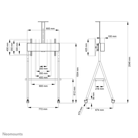 Neomounts NS-M1500WHITE uchwyt / stojak do monitorów 165,1 cm (65") Podłoga Biały