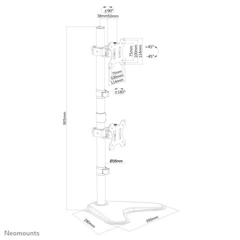 Uchwyt biurkowy NewStar Neomounts FPMA-D550DDV 10-32" Czarny