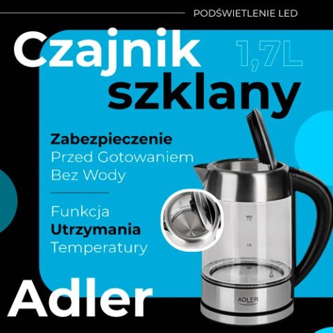 Czajnik szklany 1,7 L z regulacją temp.