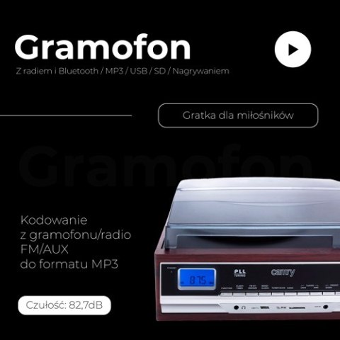 Gramofon z radiem i Bluetooth / MP3 / USB / SD / Nagrywaniem