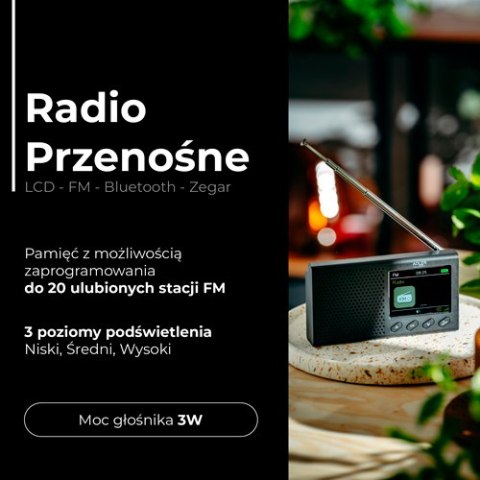 Radio Przenośne - LCD - FM - Bluetooth - Zegar