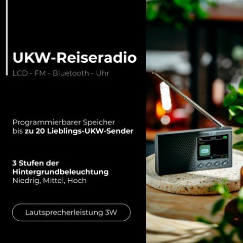 Radio Przenośne - LCD - FM - Bluetooth - Zegar