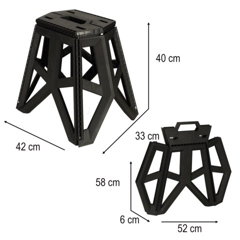 Taboret składany krzesełko turystyczne kempingowe przenośne 40 cm czarny