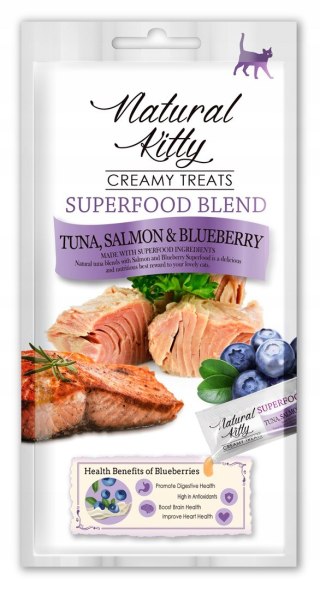 Natural Kitty Sos Superfood TUŃCZYK ŁOSOŚ BORÓWKA 4x12g