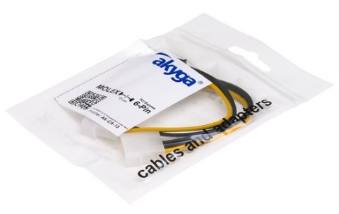 Kabel zasilający AKYGA 2x Molex - PCI-E 6-pin 0.15m. AK-CA-13