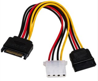 Kabel zasilający AKYGA SATA (wtyk) - SATA (gniazdo) + Molex 0.15m. AK-CA-32