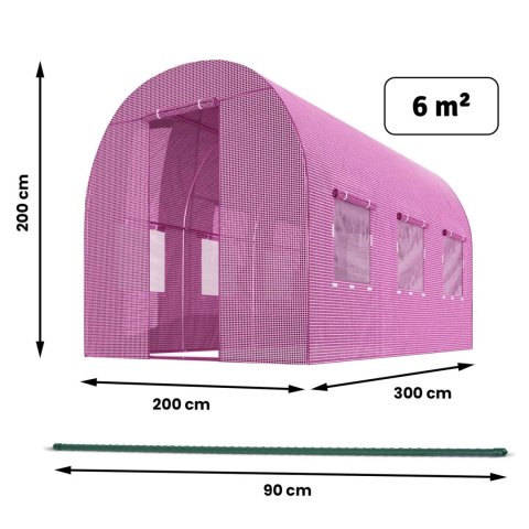 Tunel ogrodowy 2 x 3 m (6m2) różowy Plonos