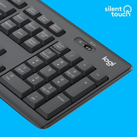 Logitech MK295 Silent Wireless Combo klawiatura Dołączona myszka Biuro USB QWERTY Amerykański międzynarodowy Grafitowy